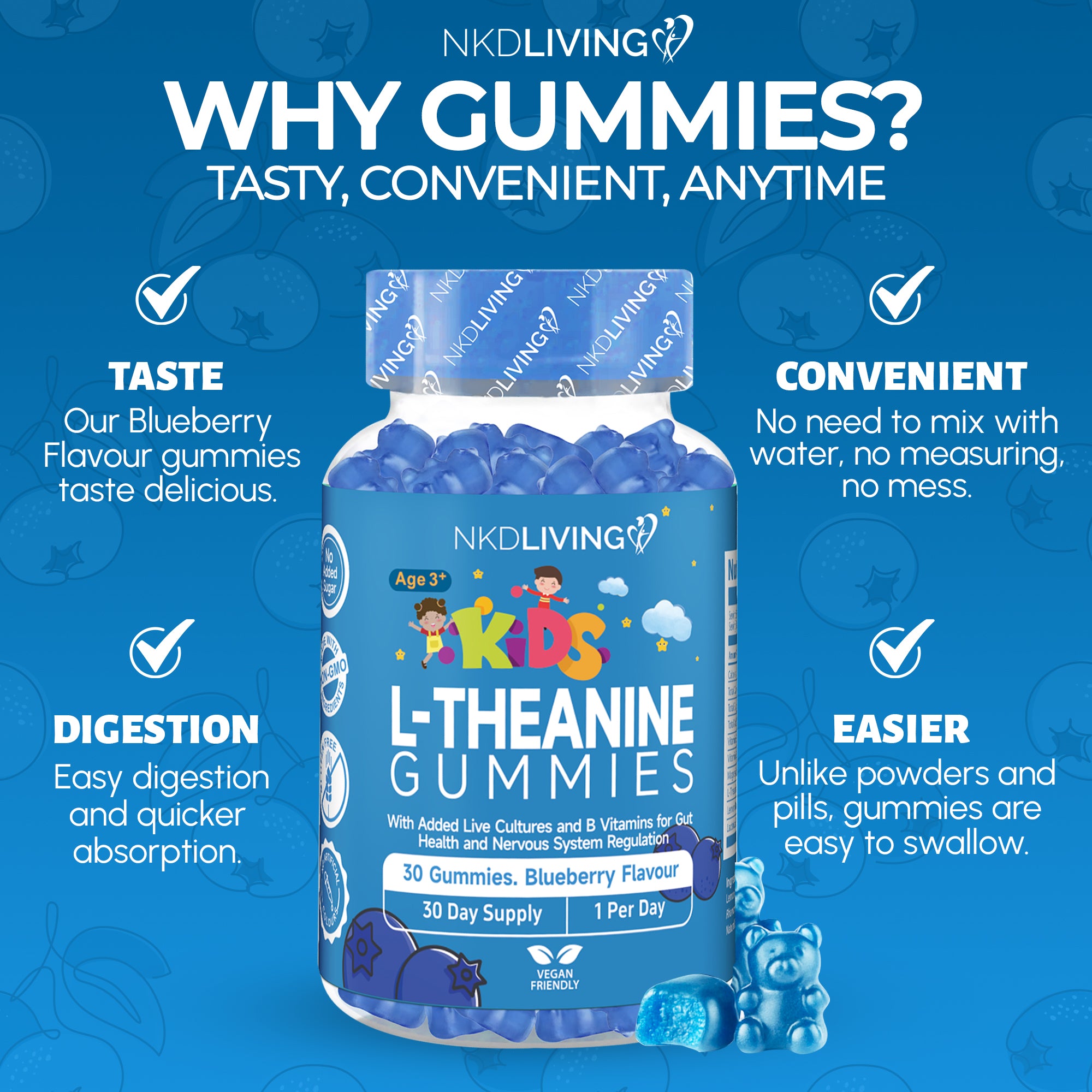NKD Living Kids L-Theanine Gummies – 30 Count